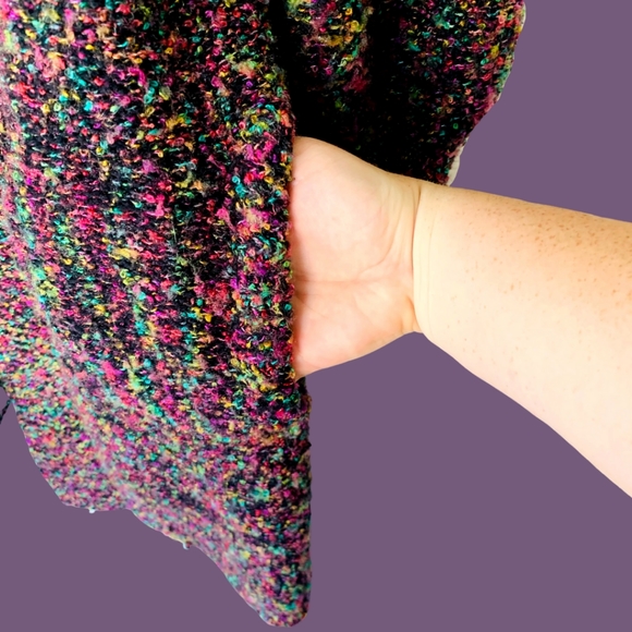 Vtg 80s rainbow knit sweater long cardigan - Picture 8 of 9